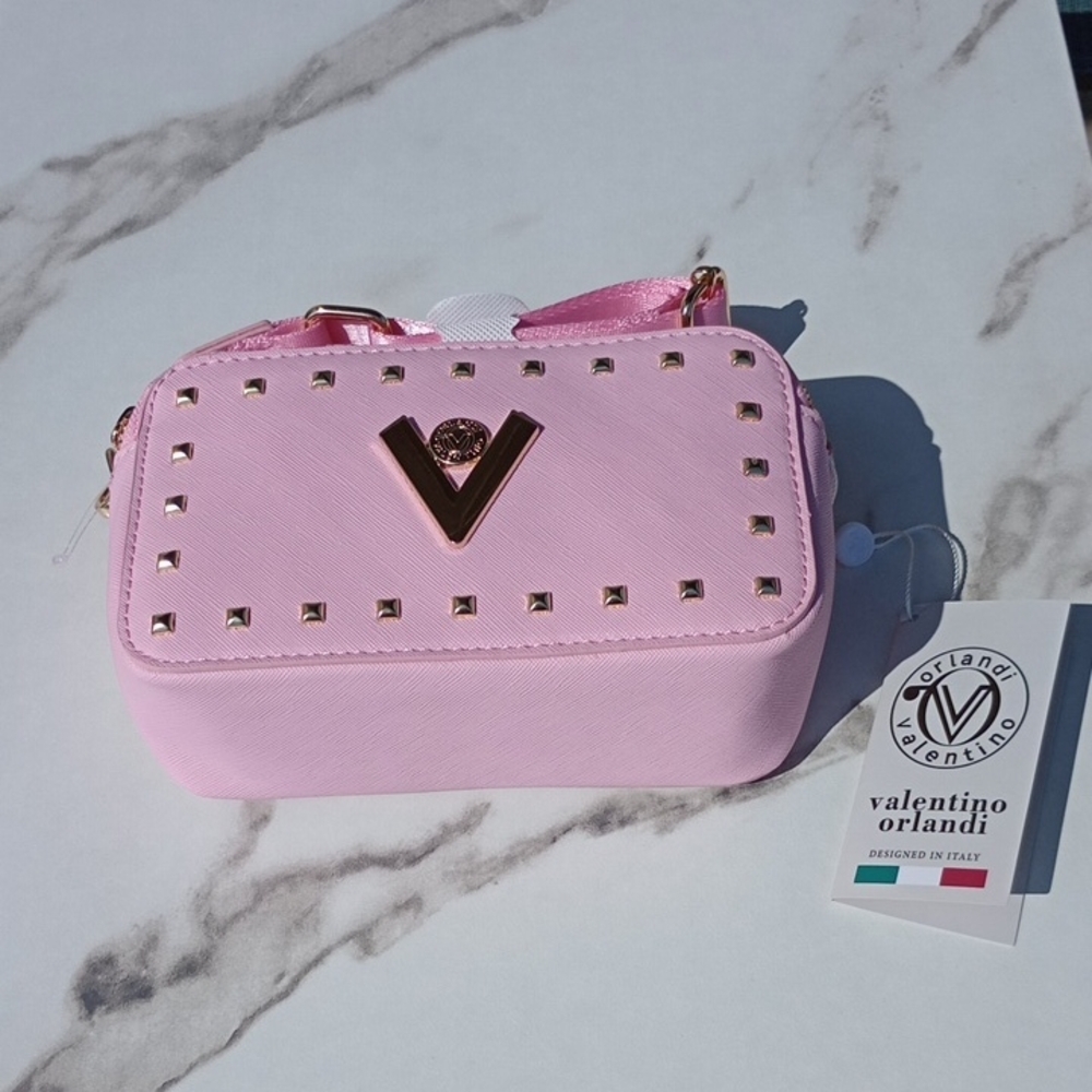Valentino Orlandi Pink Mini Bag with Studded Accents